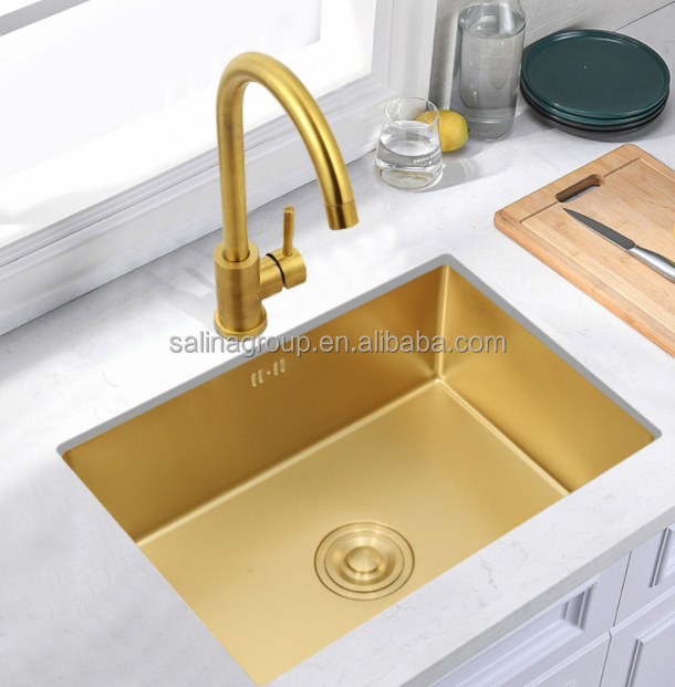 New rectangle large double trough sink gold kitchen 304 stainless steel handmade thickened sink