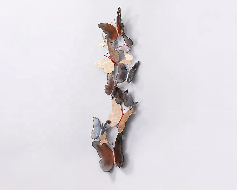 Hot selling 3D metal butterfly home decoration, wall mounted butterfly wall sticker, bedroom, living room, study decoration