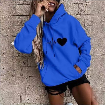 Y2K Winter Women's Hoodies Custom Logo Pullover Oversized Casual Knitted Fabric Love Heart Gym Long Sleeve Sweatshirt Hoodies