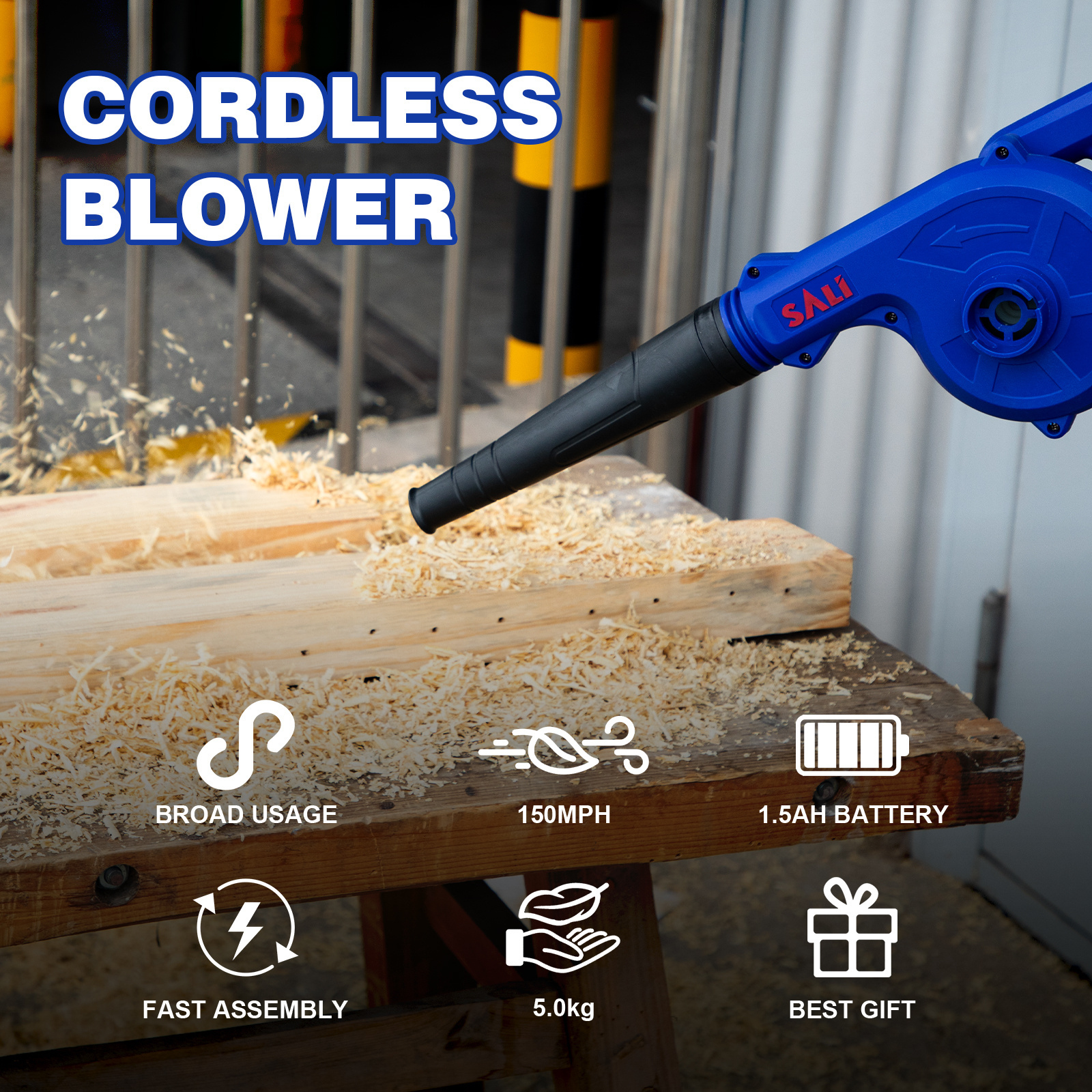 SALI high quality rechargeable sawdust leaf cordless blower with 1.5 Ah li-ion battery