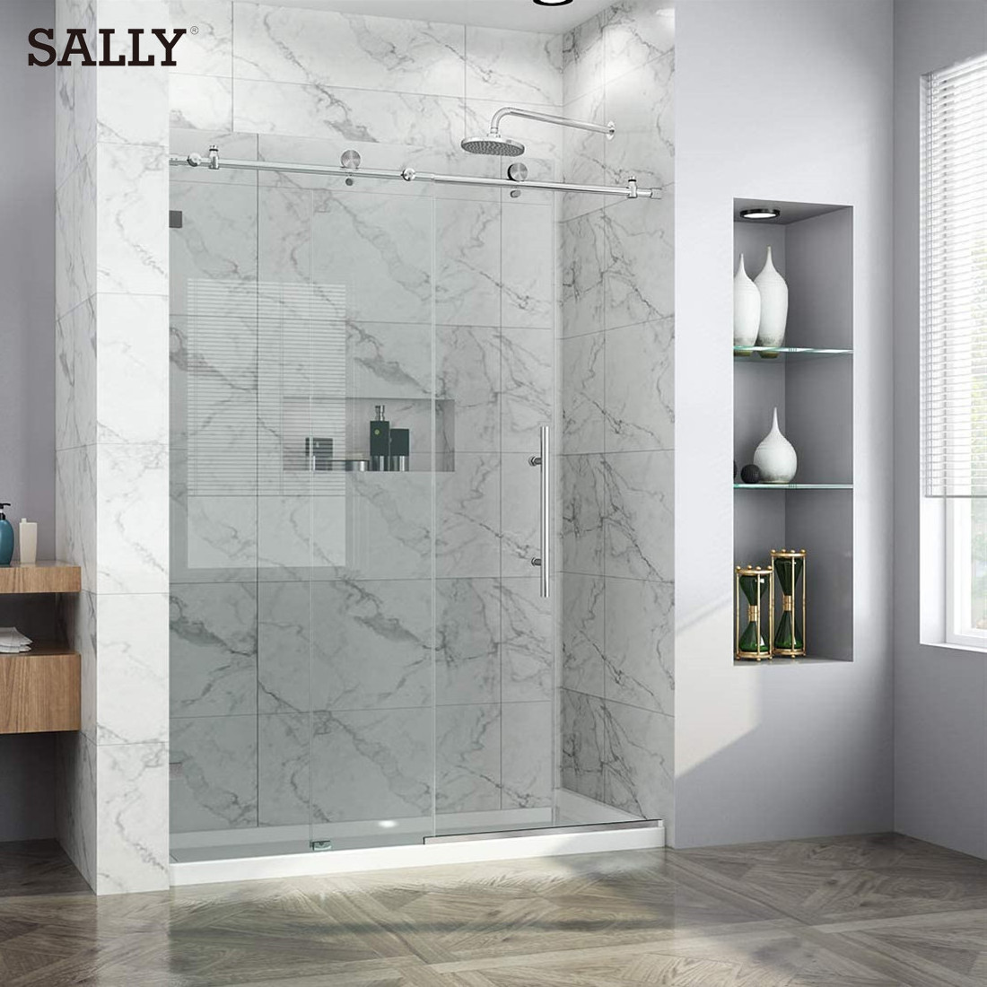 Frameless sliding shower door Slim frame simple design shower door