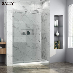 Frameless sliding shower door Slim frame simple design shower door