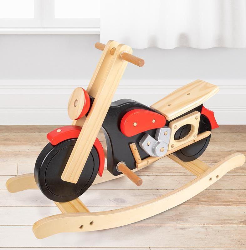 New Custom Made Rocking Toys For Babies New Rocking Horse Motorcycle Indoor Play Balance Mount Baby Ride On Wooden Rocking Toy