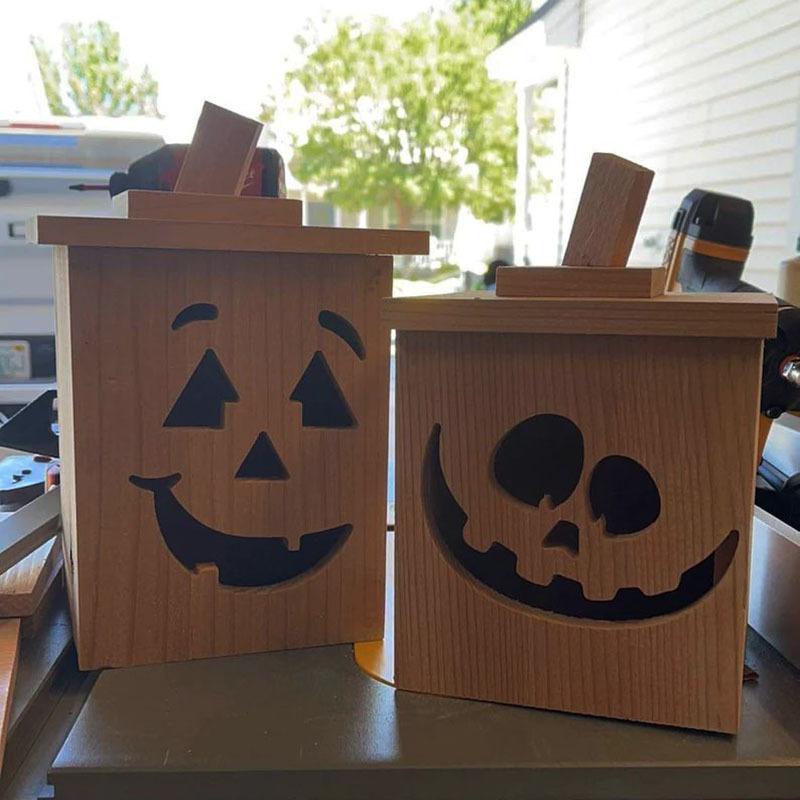 HALLOWEEN LANTERN PARTY DECORATIVE MANUFACTURE WOODEN NEW CANDLE LANTERN CUSTOM JACK O LANTERN