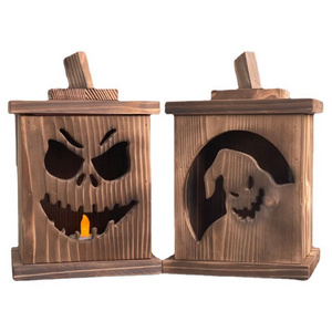 HALLOWEEN LANTERN PARTY DECORATIVE MANUFACTURE WOODEN NEW CANDLE LANTERN CUSTOM JACK O LANTERN