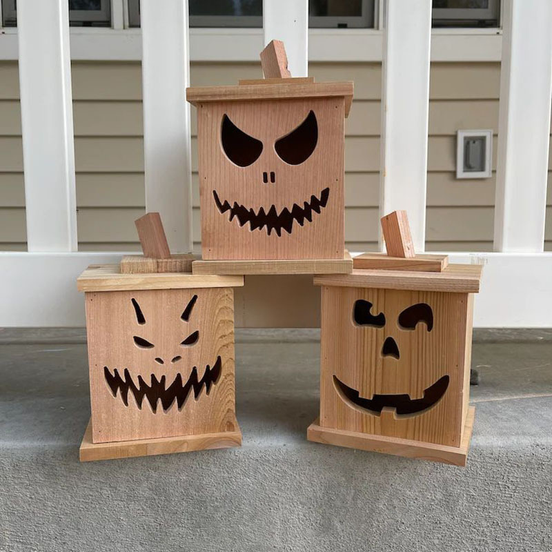 HALLOWEEN LANTERN PARTY DECORATIVE MANUFACTURE WOODEN NEW CANDLE LANTERN CUSTOM JACK O LANTERN