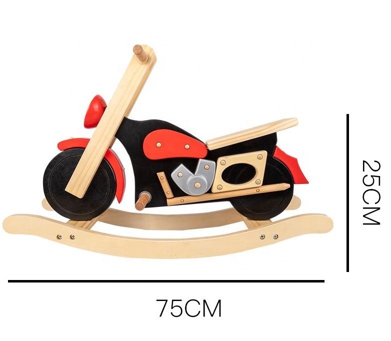 New Custom Made Rocking Toys For Babies New Rocking Horse Motorcycle Indoor Play Balance Mount Baby Ride On Wooden Rocking Toy