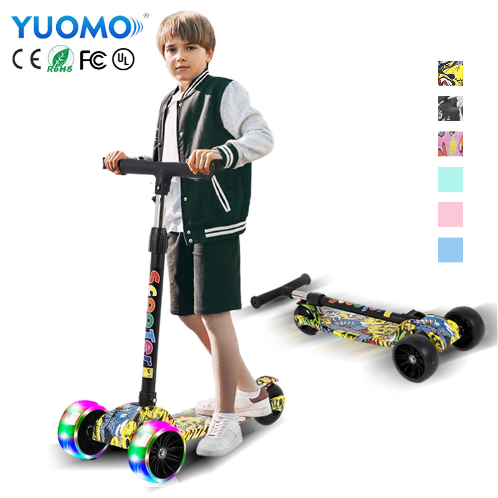 Wholesale Latest Big Wheel PU 3wheels with 3 Wheels Adjustable kid Scooters / Printed Flashing Light Children Kids Scooter