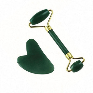 Jade Roller Massager Rose Crystal Face Set Guasha Box Gua Sha Tool Facial Quartz Massage Chinese Green Double Head Two Roller