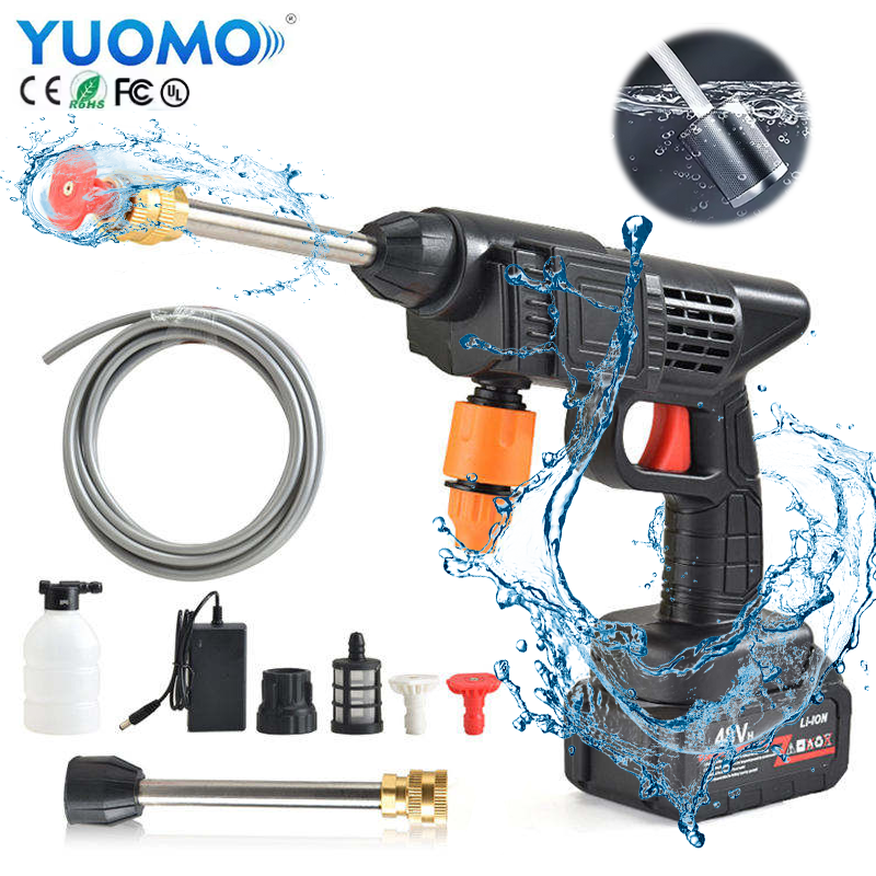 Car Washer High Pressure Portable Wash Gun 12V 24V 48V 96V Cordless Electric Cleaning Machine Lithium Battery Washer Spray Gun