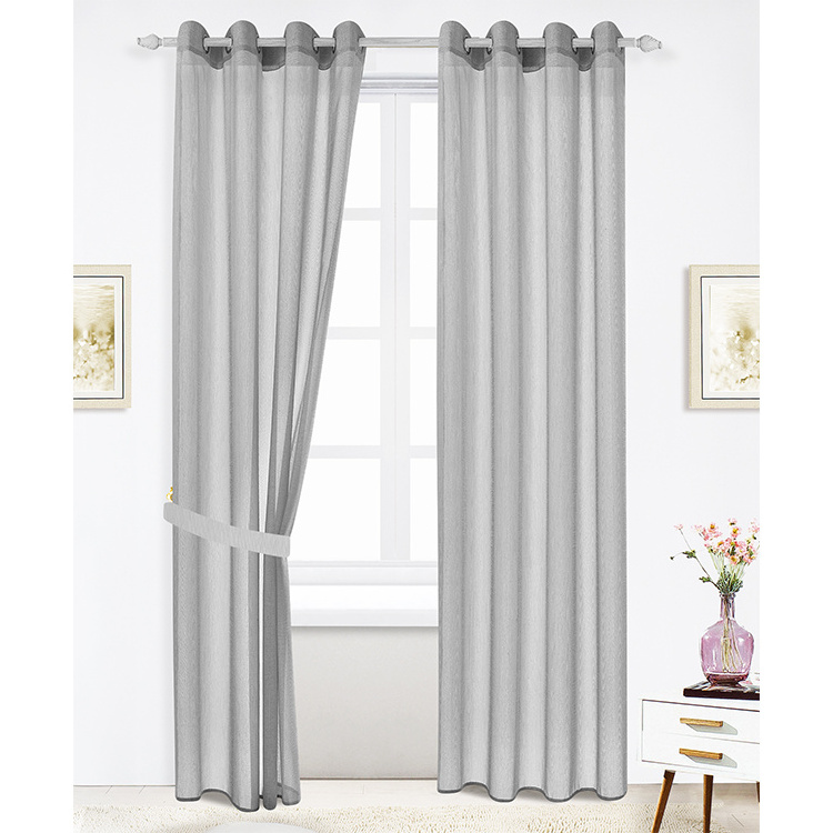 Customizable White Silver Yarn Fabric Curtains - Elegant Sheer Tulles for Living Room, Bedroom, and Kitchen Window Decor