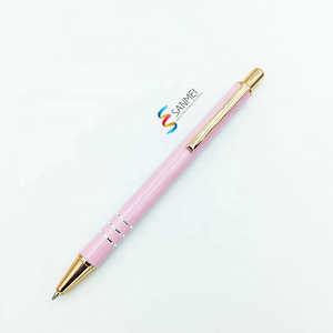 Smooth writing customized hot pink metal pen with laser logo