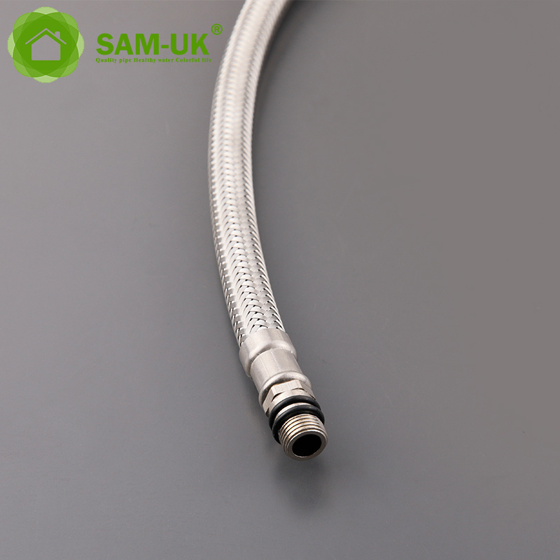 ptfe line 2 inch double outer wire stainless steel sleeve metal gas braided brake hose pipe