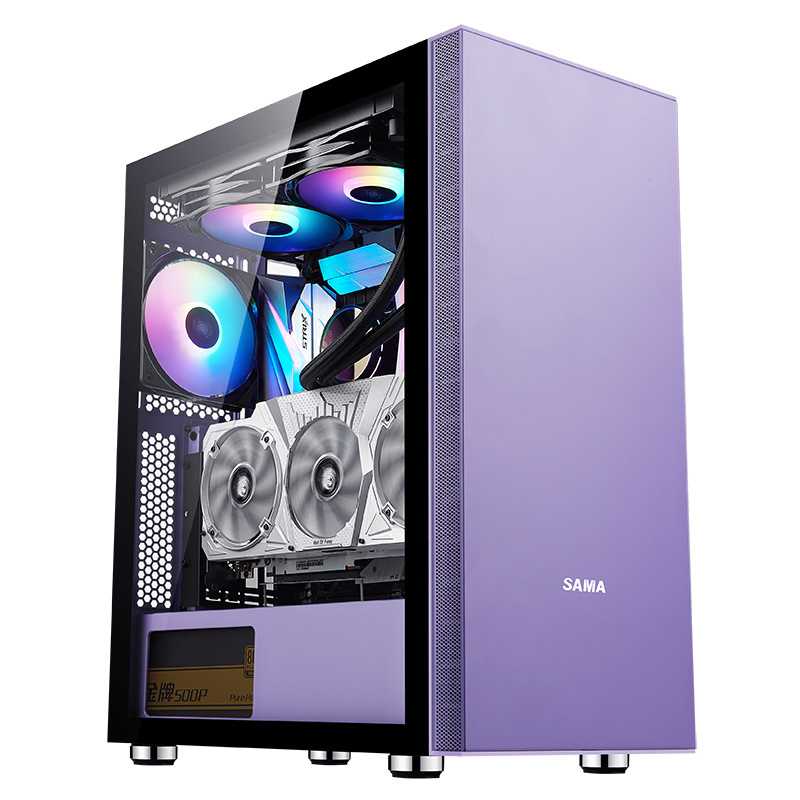 SAMA 3702 NEW Purple color gaming computer case with simple beauty design for ATX/ITX pc case steampunk  New design new arrival