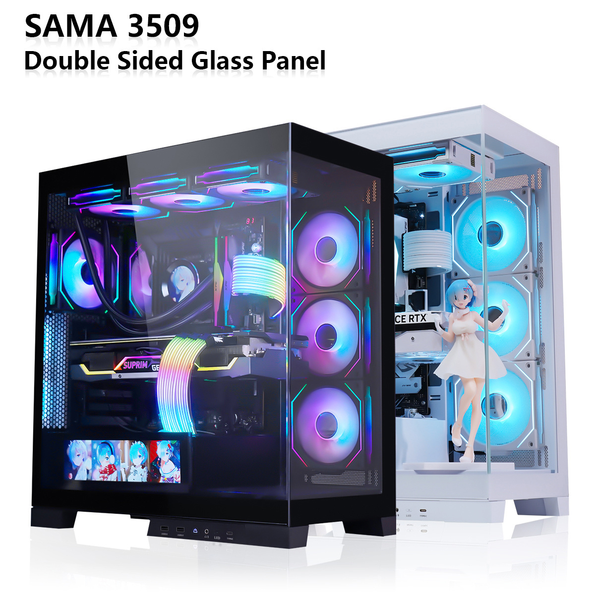 SAMA Gaming Computer Mid Tower ATX  Case Back Plug Motherboard Design Towers ATX Pc Case  Computer Case Desk