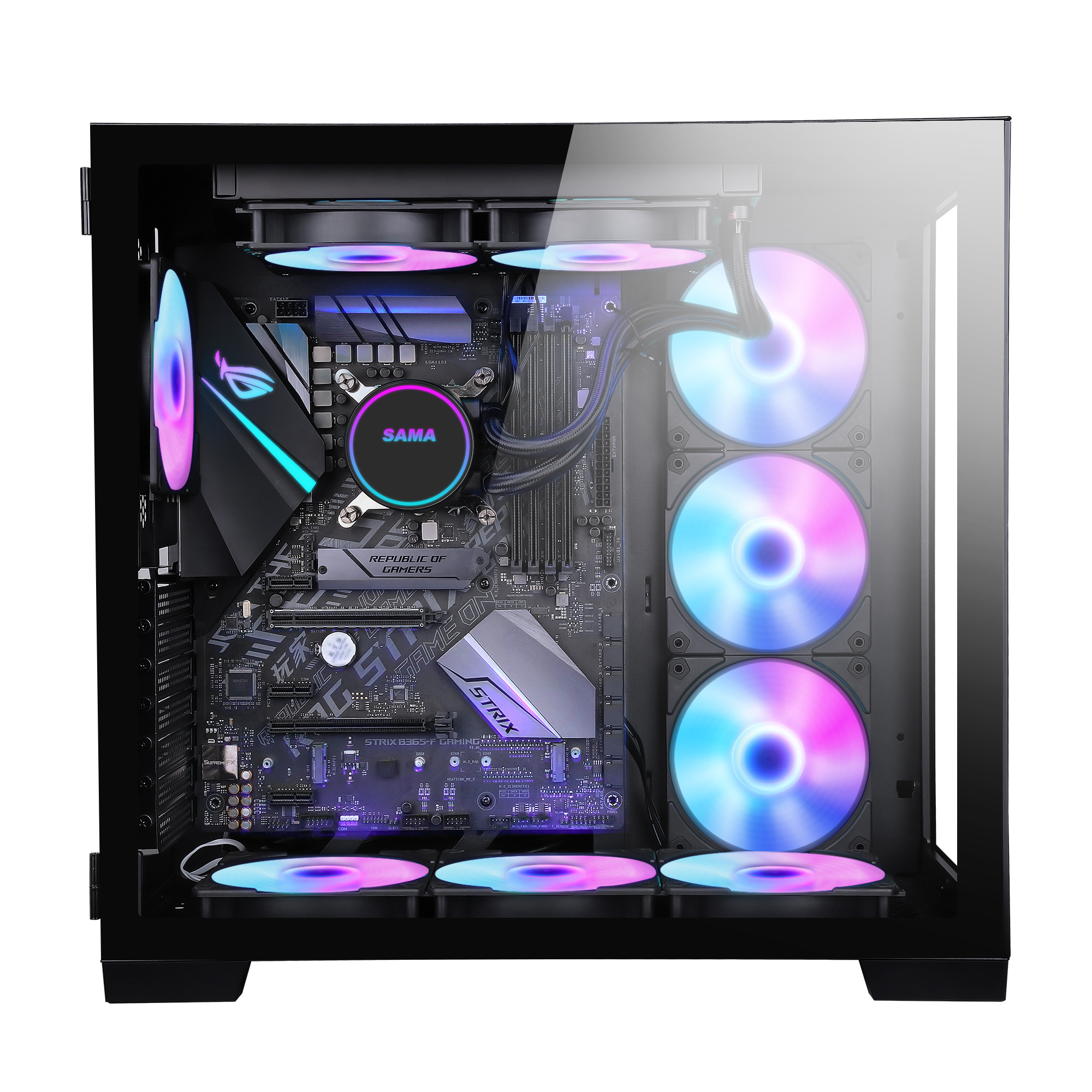 SAMA Tempered Glass Gaming Computer Case Liquid Cooler Case PC High Efficiency Computer Cabinet Case