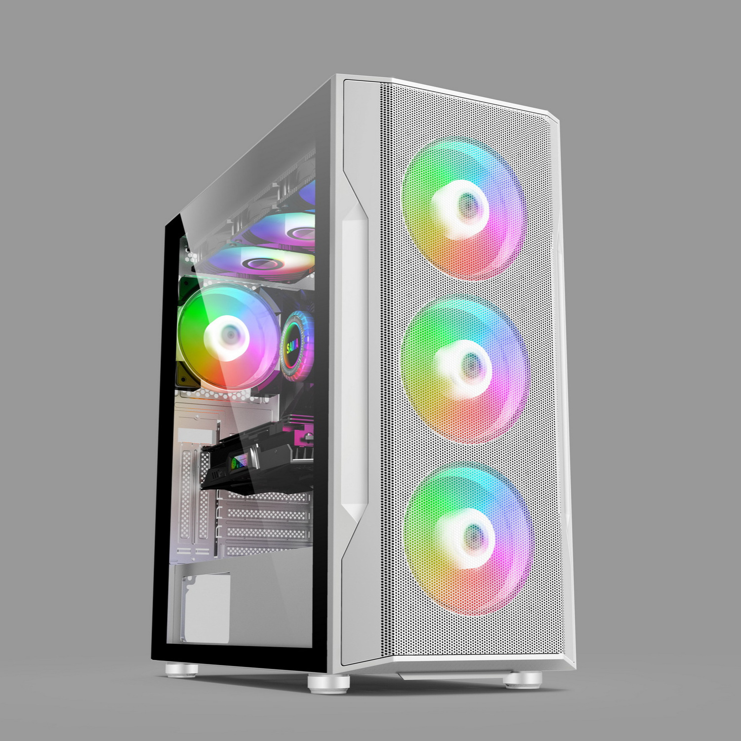 SAMA high performance atx case mesh front panel full tower case tempered glass computer case