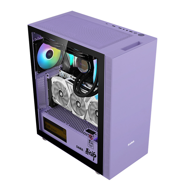 SAMA 3702 NEW Purple color gaming computer case with simple beauty design for ATX/ITX pc case steampunk  New design new arrival