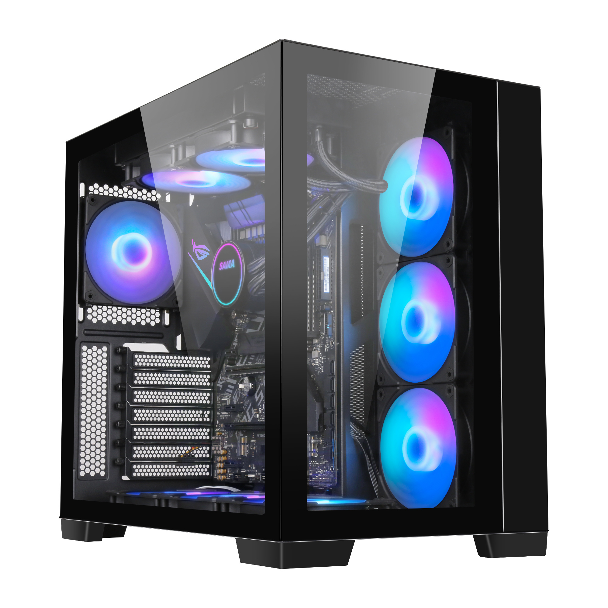 SAMA Tempered Glass Gaming Computer Case Liquid Cooler Case PC High Efficiency Computer Cabinet Case