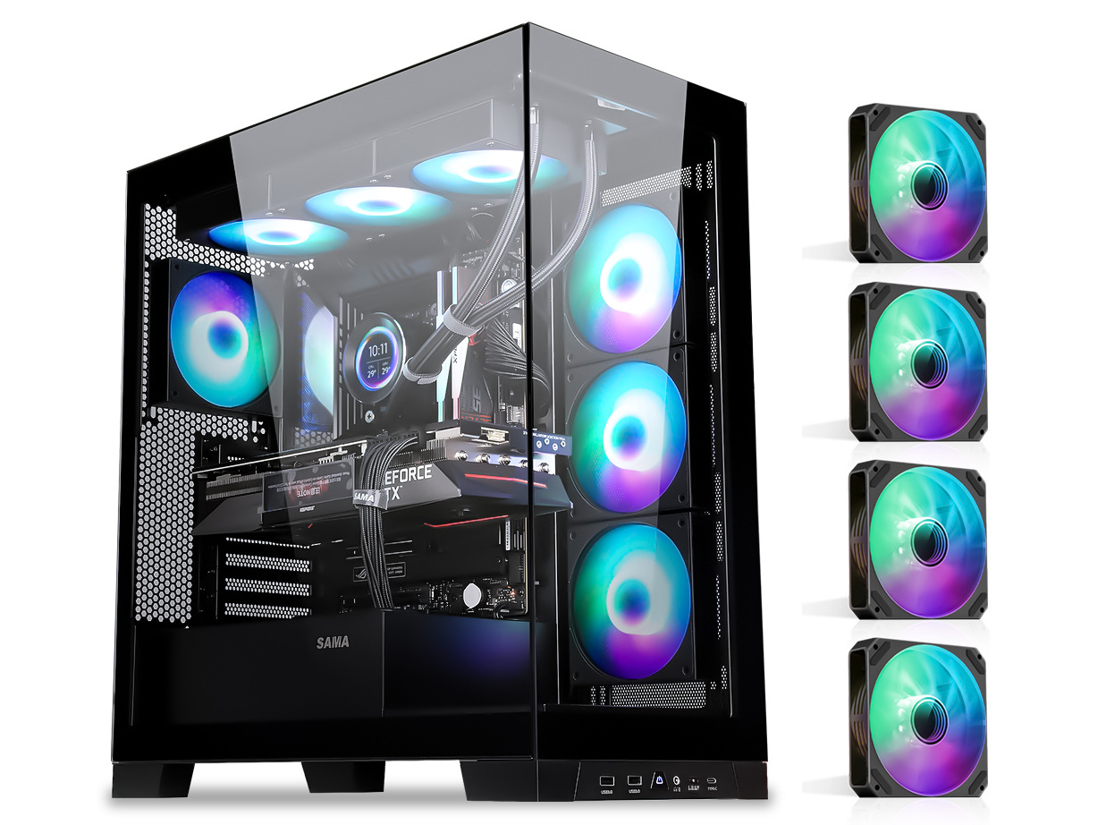 SAMA Gaming Computer Mid Tower ATX  Case Back Plug Motherboard Design Towers ATX Pc Case  Computer Case Desk