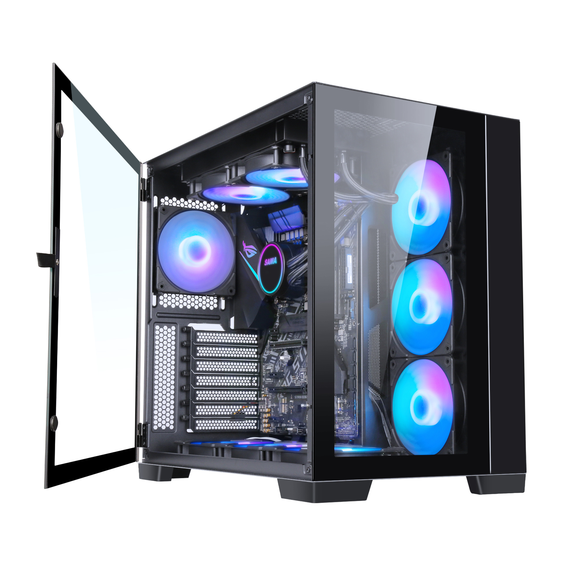 SAMA Tempered Glass Gaming Computer Case Liquid Cooler Case PC High Efficiency Computer Cabinet Case