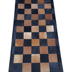 High Quality Cowhide Embroidered Leather Runner Carpets Rugs for Corridor Hallway Kitchen for Sale