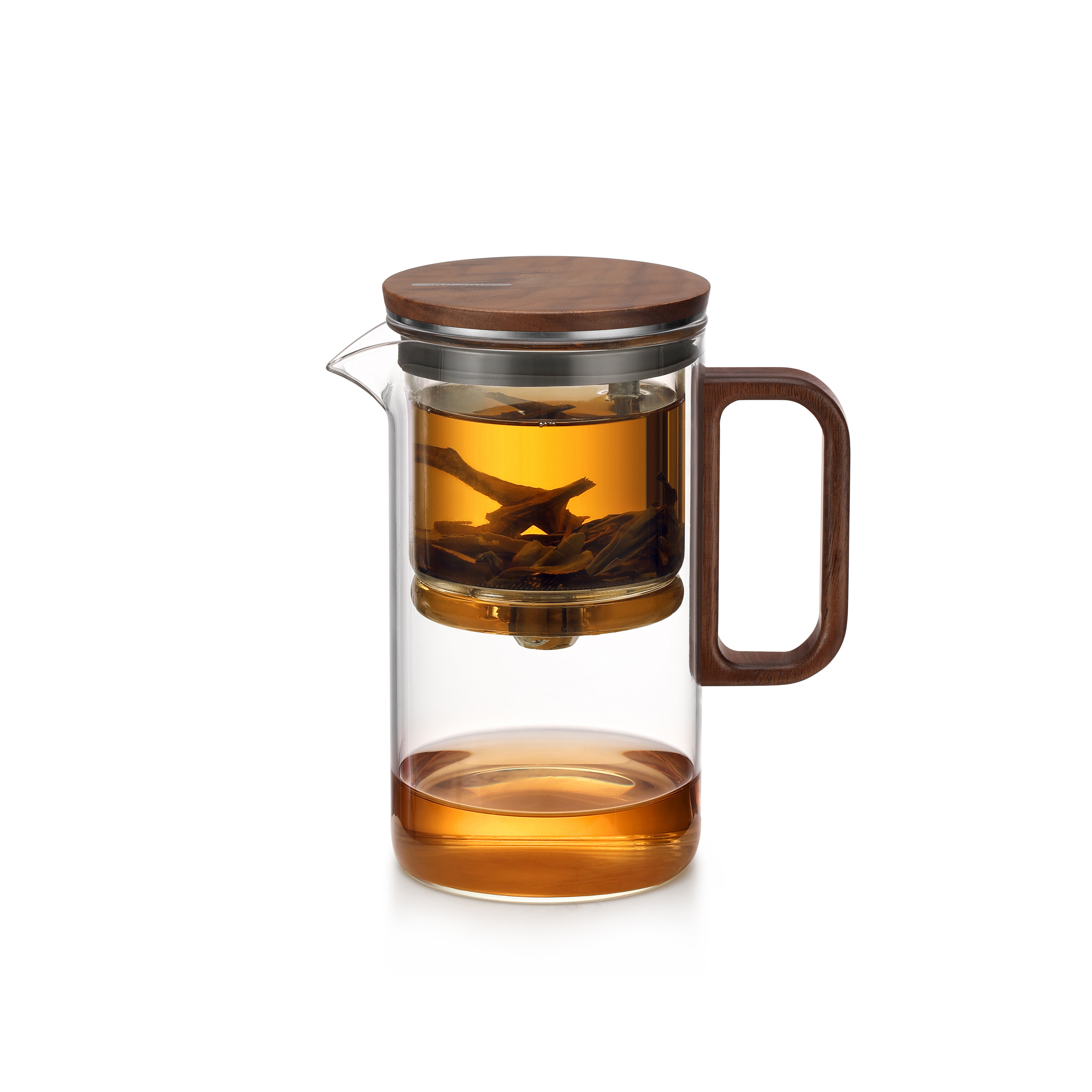 Classic Design 500ml Glass Teapot Home Office Wooden Handle Glass Teapot Wooden Lid Glass Tea Pot With Infuser