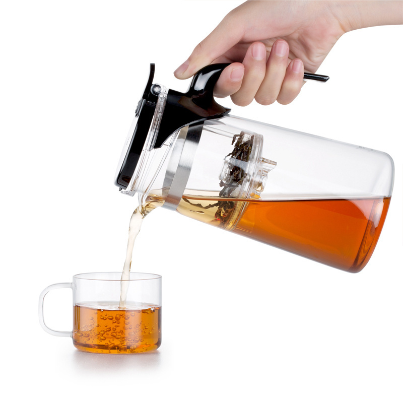 SAMADOYO Hot Sale Glass Water Bottle Tea Drink Ware Reusable Tea Pot Kettle Cup Portable Glass Teapot with Infuser Tea Pot