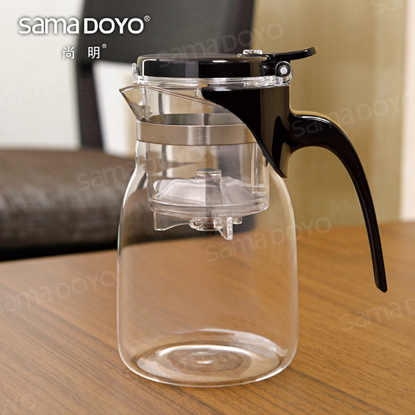 Samadoyo Luxury Glass Tea Cup Set Tea Water Filter Kettle Pot 900ml Heat Resistant Glass Teapot with Strainer