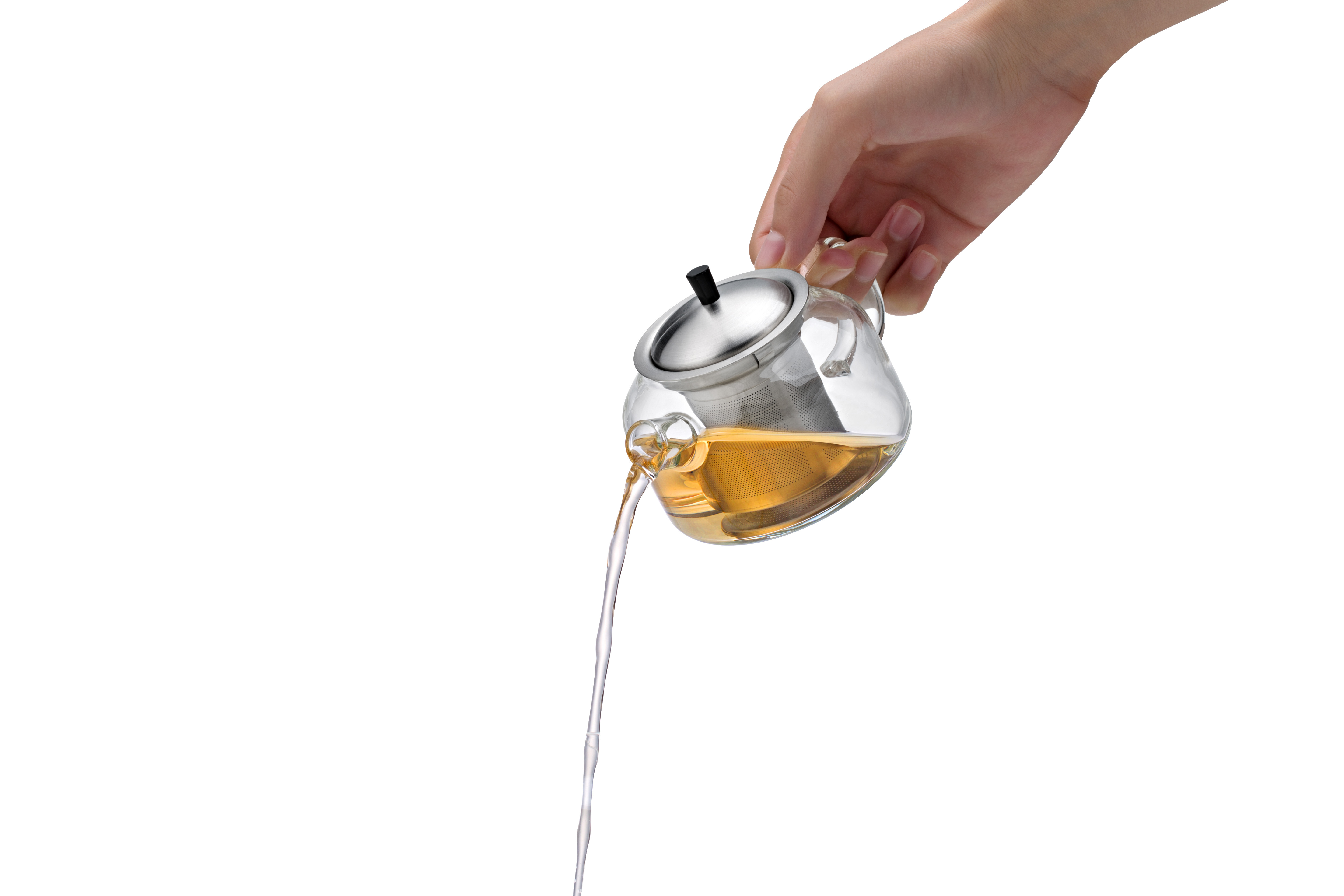 Heat Resistant Glass Borosilicate Glass Kettle 6 Small Tea Cups One Fair Cup Clear Glass Teapot Set with Stainless Steel Infuser