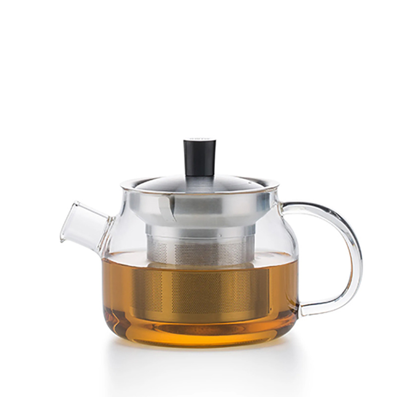 Samadoyo High Quality Transparent Borosilicate Glass Teapots 470ml Non-drip Spout Heat Resistant Glass Tea Pot with Strainer