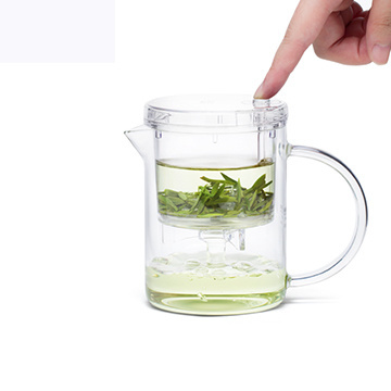 Hot Sale Samadoyo Transparent Clear Press Button Glass Tea Pots Teacups with Filter for Making Tea