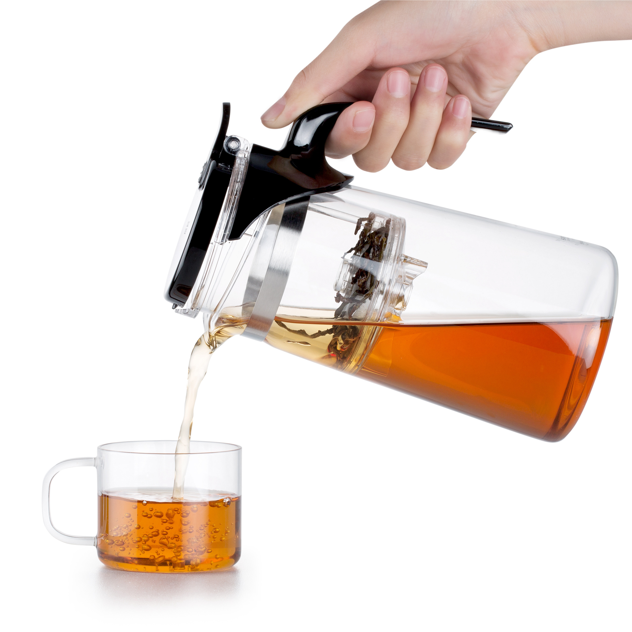 New Office 750Ml Heat Resistant Glass Infuser Teapot Green Tea Filter Transparent Unbreakable Glass Teapot With Plastic Lid