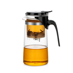 New Office 750Ml Heat Resistant Glass Infuser Teapot Green Tea Filter Transparent Unbreakable Glass Teapot With Plastic Lid