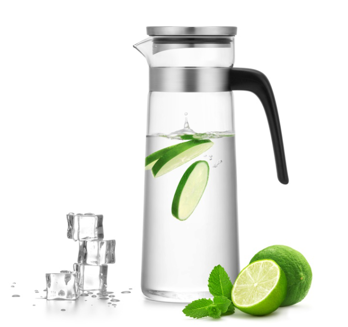 1500ml Glass Cooling Water Bottle pitcher Cold Kettle Household Glass Juice Kettle with Stainless Steel Lid