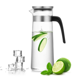 1500ml Glass Cooling Water Bottle pitcher Cold Kettle Household Glass Juice Kettle with Stainless Steel Lid