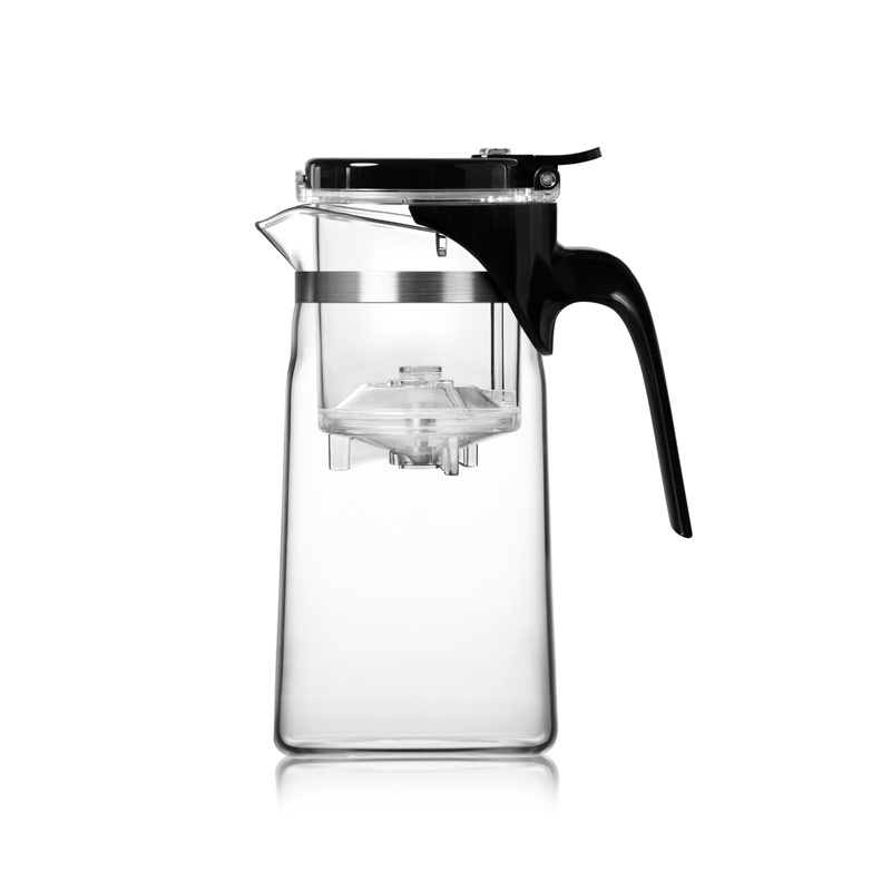 Samadoyo Modern Design Heat Resistant 750ml Household Tea Pot Glass Infusion One Handle Glass Tea Pots With Strainer