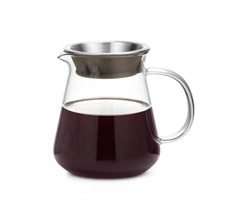 Promotional Convenient Heat Resistant Borosilicate Transparent Glass Pour Over Coffee Maker with Dripper Filter