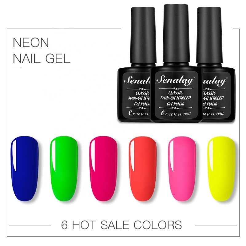 OEM/ODM Factory Glazed Amber Nail Gel Polish 6 Color Polish Flsorescence Gel UV Led Lamp Cured Nail Polish Long Lasting