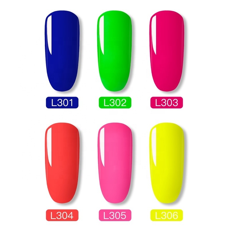 OEM/ODM Factory Glazed Amber Nail Gel Polish 6 Color Polish Flsorescence Gel UV Led Lamp Cured Nail Polish Long Lasting