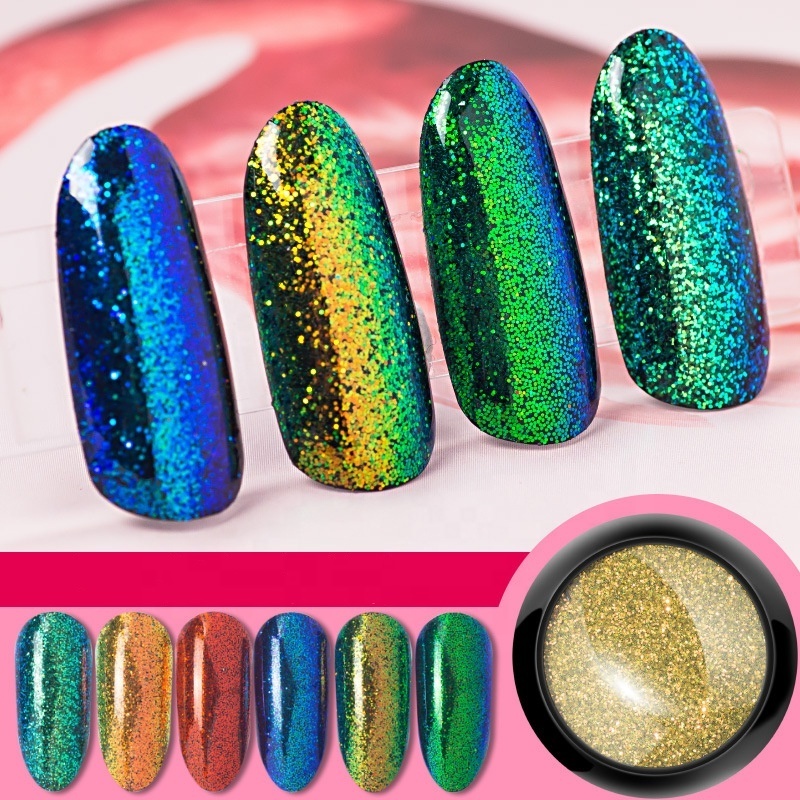 6 colors per set nail powder hot nail art pigment gradient effect colored glitter dust fluorescent neon powder 0.5 g per jar