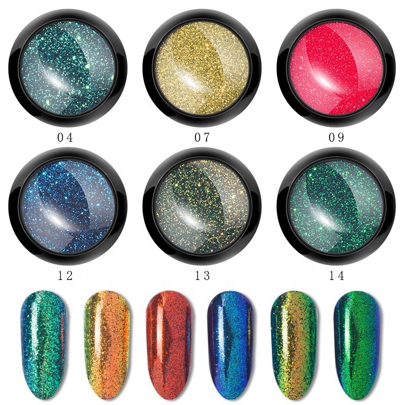 6 colors per set nail powder hot nail art pigment gradient effect colored glitter dust fluorescent neon powder 0.5 g per jar