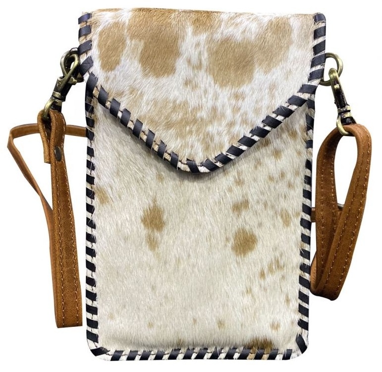 New Arrival Genuine Cow Hide Leather & Hair On Sling Bag With Whip Stitching Top Indian Wholesale manufacturer Custom Design Ava