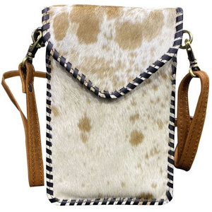 New Arrival Genuine Cow Hide Leather & Hair On Sling Bag With Whip Stitching Top Indian Wholesale manufacturer Custom Design Ava