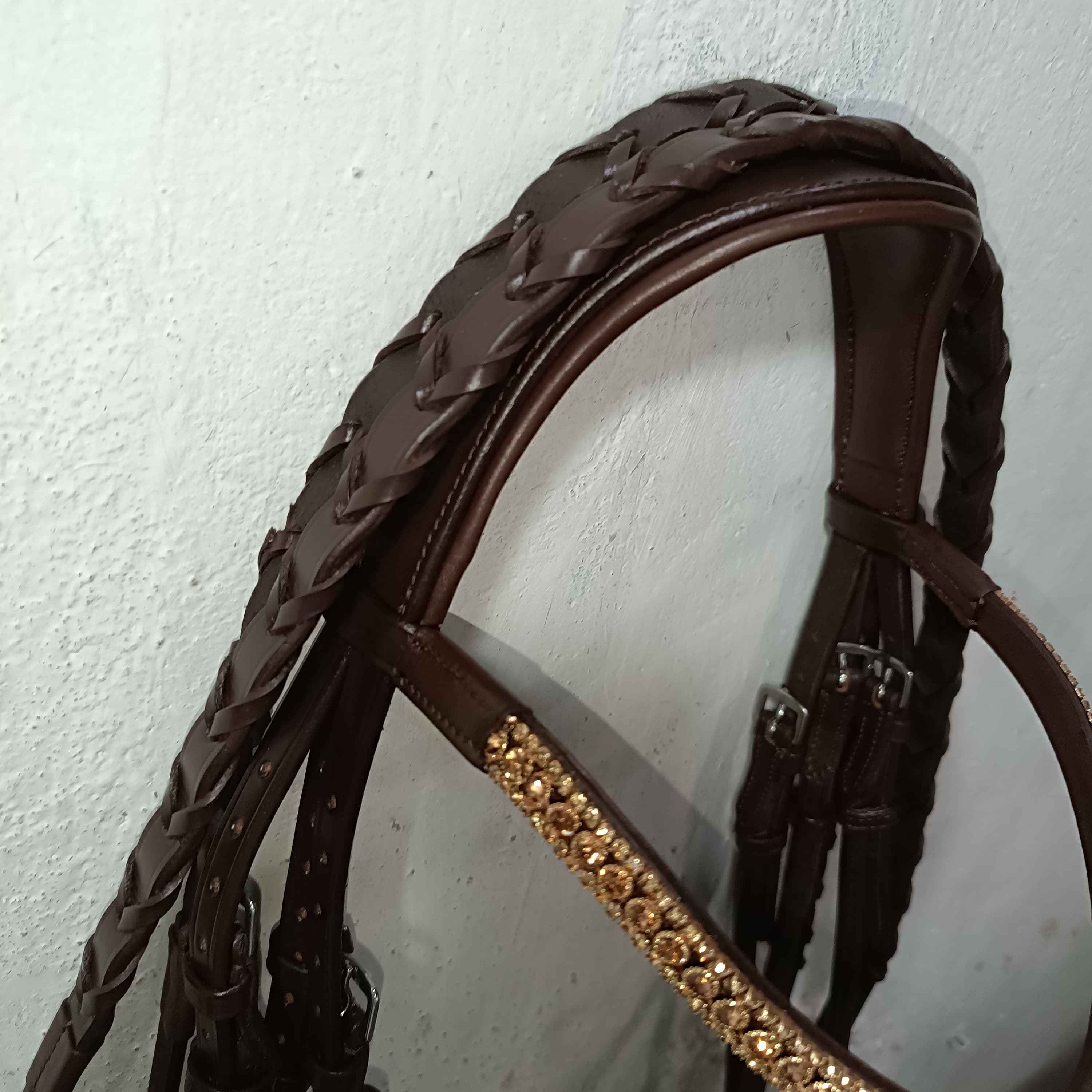 Exclusive Handmade Luxury Bridle With 3 Row Crystals And Patent Leather Soft Padded Bridle Indian Manufacturer Supplier