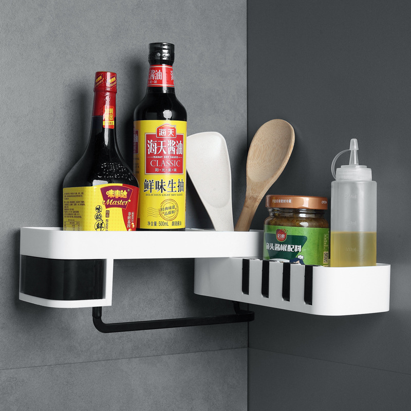 Wall-Mounted Corner Storage Rack Multi-Functional Bathroom and Kitchen Shelves Floating Shower Caddy for Household Items