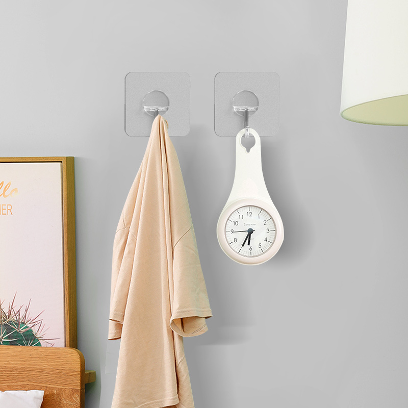 Transparent white wall hooks stickers No Drill Plastic transparent self-adhesive with Stainless Steel wall hook