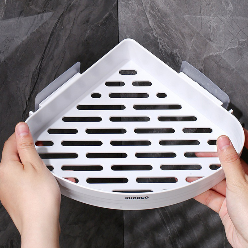 Wall-mounted White Plastic Shower Caddy NO Drilling Removable Corner Bathroom Shelves Box Eco-friendly Modern Plastic Pp 200pcs