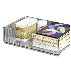 Transparent Pull-Out Hanging Storage Box No-Punch under Desk Drawer Box for Computer Desk Storage