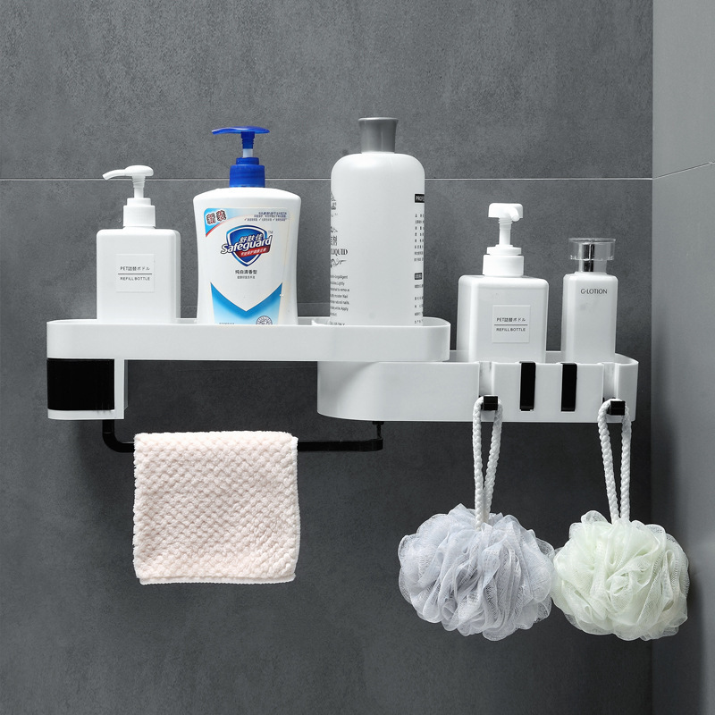 Wall-Mounted Corner Storage Rack Multi-Functional Bathroom and Kitchen Shelves Floating Shower Caddy for Household Items